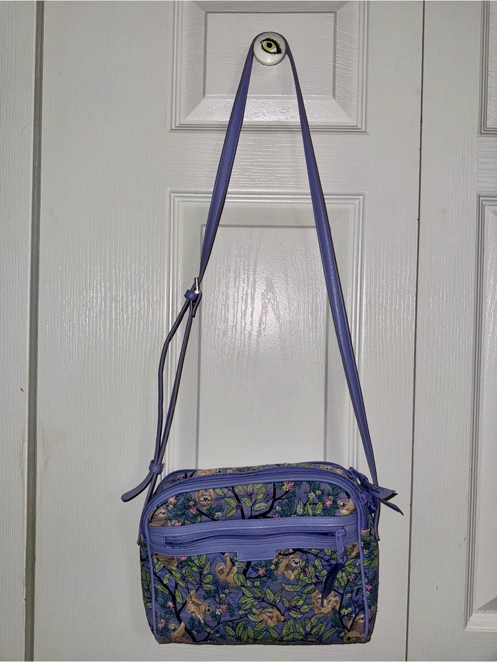 Vera Bradley Lavender Sloth Print Crossbody Bag